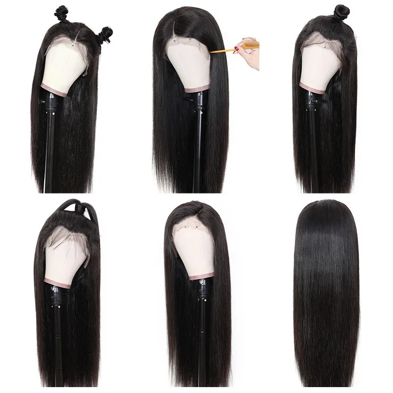 Angie Queen Hair 13x4 Lace Front Wigs Pre Plucked Natural Hairline Straight Human Virgin Hair