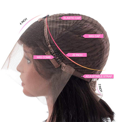 Angie Queen Straight 13x4 HD/Transparent Bob Front Wigs 200% Density