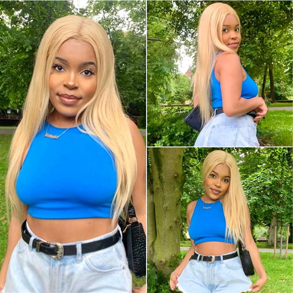 Angie Queen 13x4 Lace Front Wigs 613 Blonde Peruvian Straight Human Hair Wigs