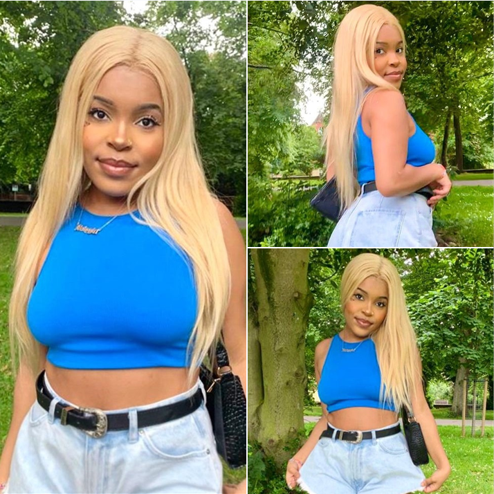 Angie Queen 13x4 Lace Front Wigs Pure 613 Blonde Straight Human Hair With Baby Hair