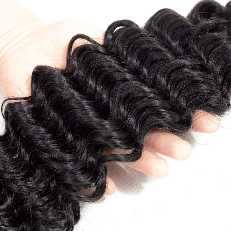 Angie Queen 3 Bundles Malaysian Deep Wave Virgin Human Hair Weave Bundles