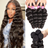 Angie Queen 3 Bundles Malaysian Loose Wave Virgin Human Hair Weave Bundles