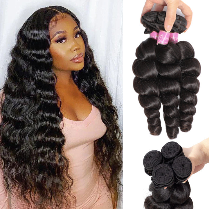 Angie Queen 3 Bundles Indian Loose Wave Virgin Human Hair Weave Bundles