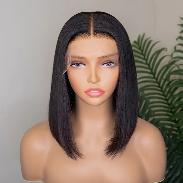 Angie Queen Transparent Lace Glueless 5x5 Closure Bob Wig Pre Plucked