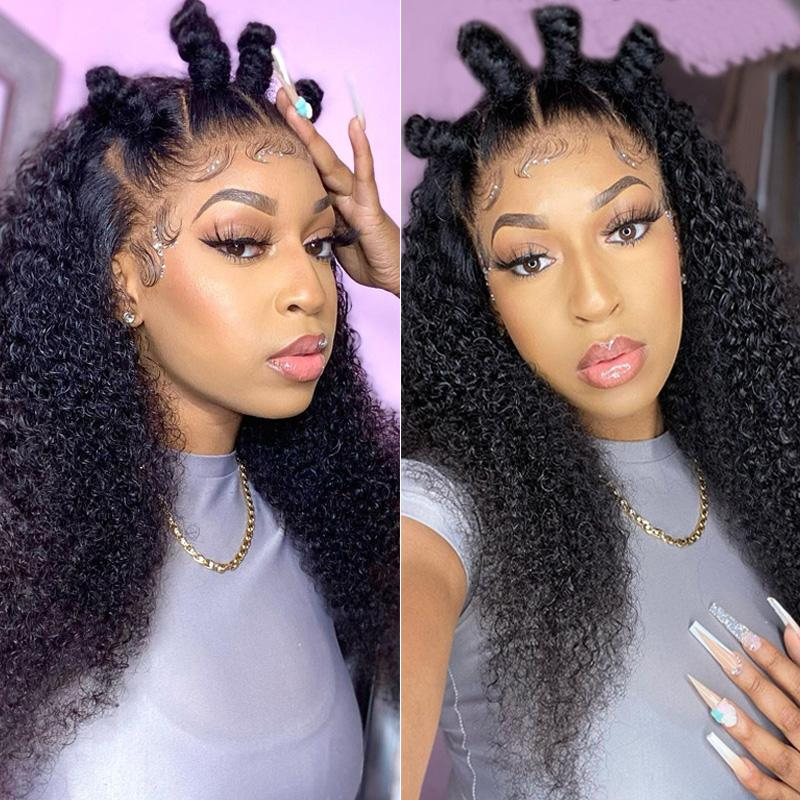 AngieQueen Invisible Lace 5*5 Closure Wigs Curly Wave Human Hair  Wig And 13*4 Lace Front Wig