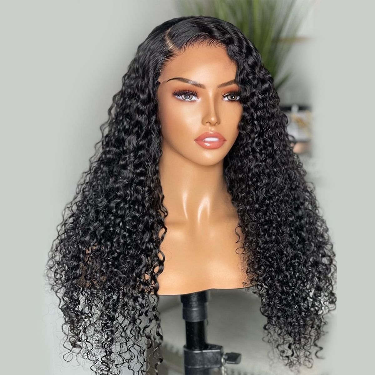 AngieQueen Invisible Lace Curly Wave 4*4 Lace Closure Wigs Pre Plucked And 5*5 Closure Wigs
