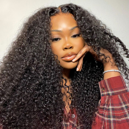 AngieQueen Invisible Lace Curly Wave 4*4 Lace Closure Wigs Pre Plucked And 5*5 Closure Wigs
