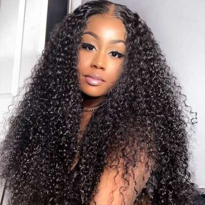 AngieQueen Invisible Lace Curly Wave 4*4 Lace Closure Wigs Pre Plucked And 5*5 Closure Wigs