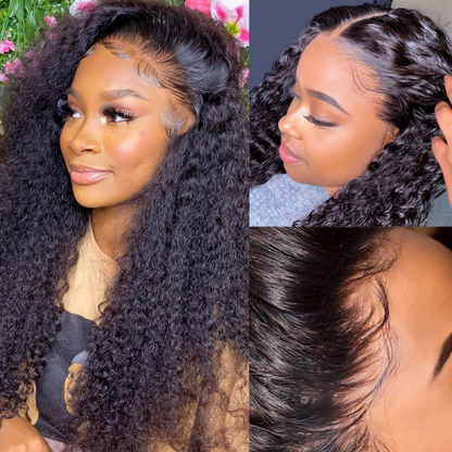 AngieQueen Invisible Lace 5*5 Closure Wigs Curly Wave Human Hair  Wig And 13*4 Lace Front Wig