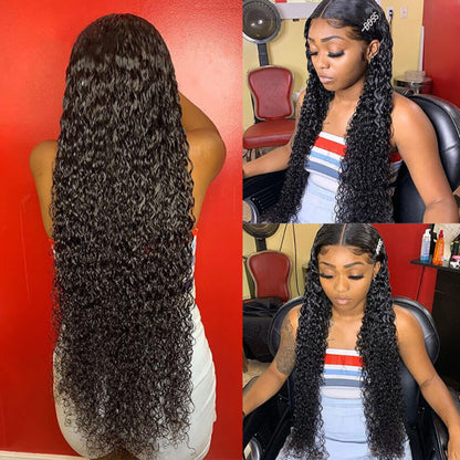 AngieQueen Invisible Lace 5*5 Closure Wigs Curly Wave Human Hair  Wig And 13*4 Lace Front Wig