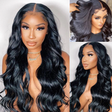 AngieQueen Body Wave 4*4 Invisible Lace Closure Wigs Affordable Human Hair13*4 Invisible Lace Front Wig