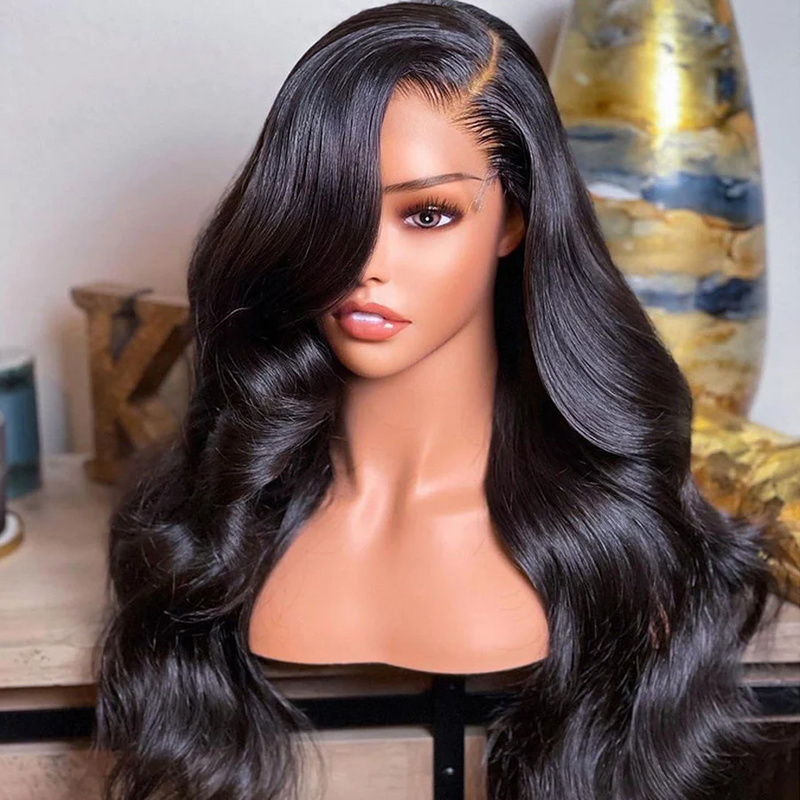 AngieQueen Body Wave 4*4 Invisible Lace Closure Wigs Affordable Human Hair13*4 Invisible Lace Front Wig