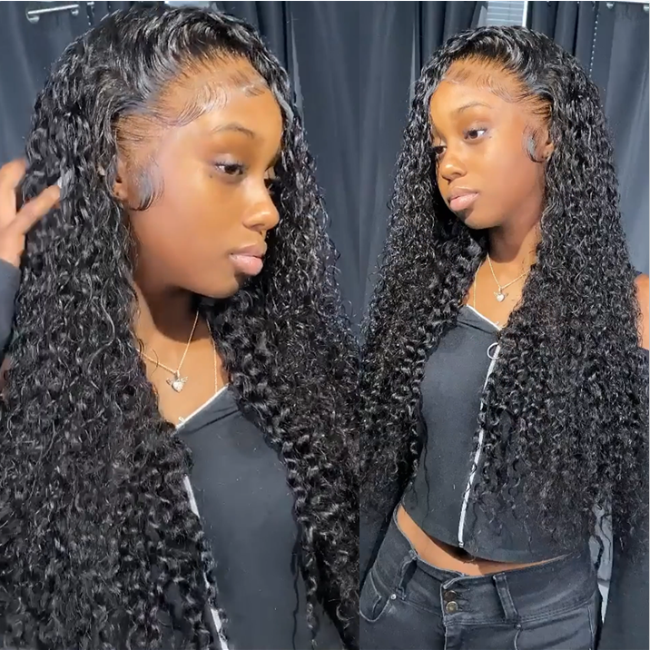 AngieQueen Invisible Lace 5*5 Closure Wigs Curly Wave Human Hair  Wig And 13*4 Lace Front Wig