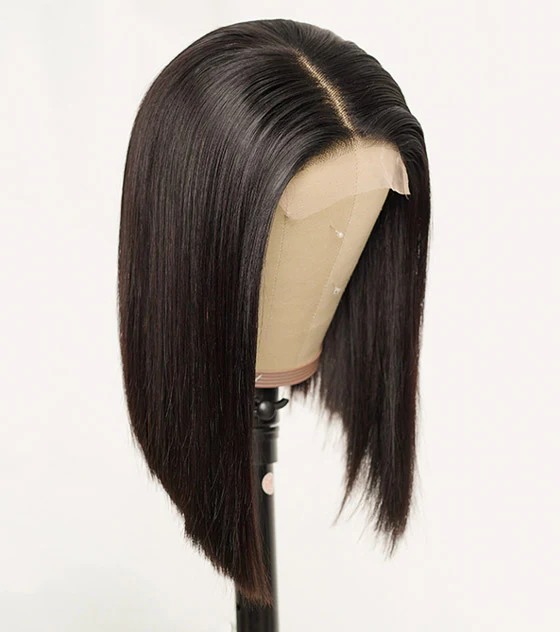 Angie Queen Silky Straight 4X4 Transparent Lace Closure Bob Wig 10-16 inch Natural hairline