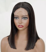Angie Queen Silky Straight 4X4 Transparent Lace Closure Bob Wig 10-16 inch Natural hairline
