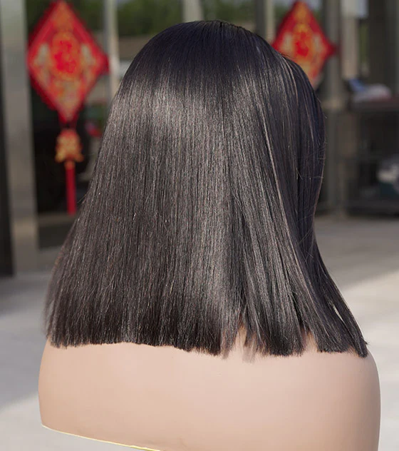 Angie Queen Silky Straight 4X4 Transparent Lace Closure Bob Wig 10-16 inch Natural hairline