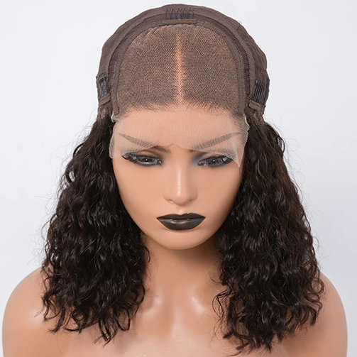 Angie Queen 5x5 Glueless Closure Wig deep wave Human Hair Short Bob Lace Wigs