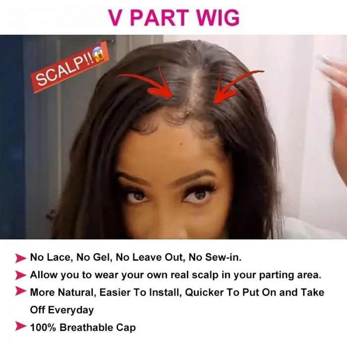 AngieQueen Body Wave V Part Glueless Wig Quick And Easy Install | Beginner Friendly