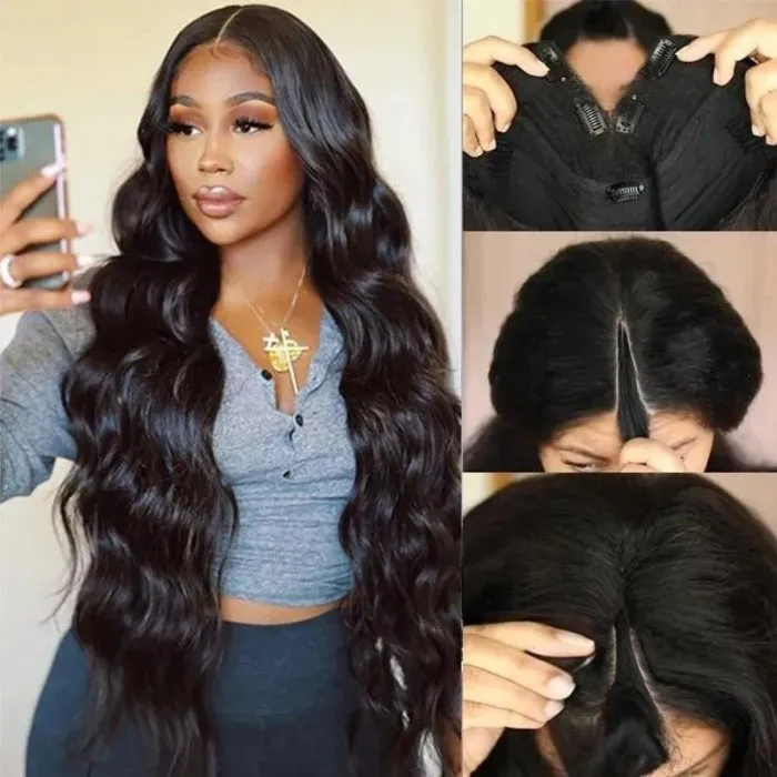 AngieQueen Body Wave V Part Glueless Wig Quick And Easy Install | Beginner Friendly