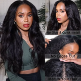 AngieQueen Beginner Friendly V Part Kinky Straight Wig Glueless Human Hair Wig