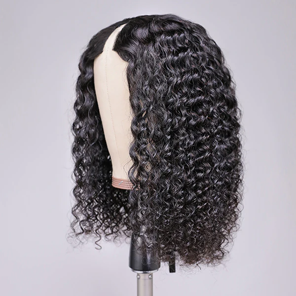 AngieQueen Glueless Curly V Part Short Wig Quick And Easy Install | Beginner Friendly