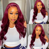 Angie Queen 99J Color Burgundy Body Wave Wig Lace Front Wig