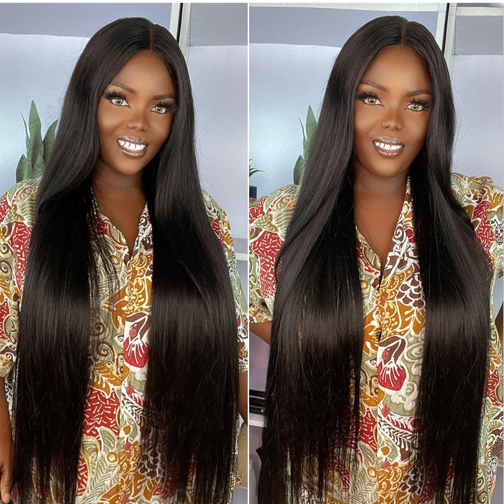 Angiequeen HD Lace Wig 4X4 Silky Straight Pre Plucked Virgin Hair 14-36 inches Long Transparent Wig