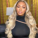 Angie Queen 13X4 HD Lace Front Wig#P18/613 Blonde Highlight Straight Human Hair Wigs
