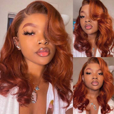 AngieQueen #35 Dark Ginger Color Hair 13x4 HD Lace Front Body Wave Human Hair Wigs