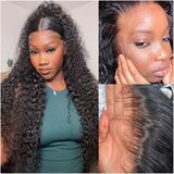 Angiequeen Water Wave Real 13X4 HD /Transparent 18-36 inches Natural Black Long Wig