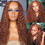 AngieQueen Deep Curly Lace Front Wig Ginger Blonde Colored Human Hair Wigs