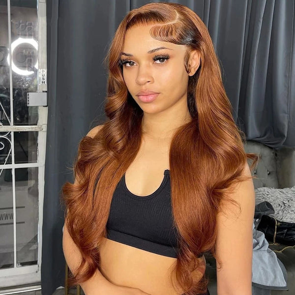 AngieQueen Ginger Blonde Colored HD Lace Front Human Hair Wigs Body Wave