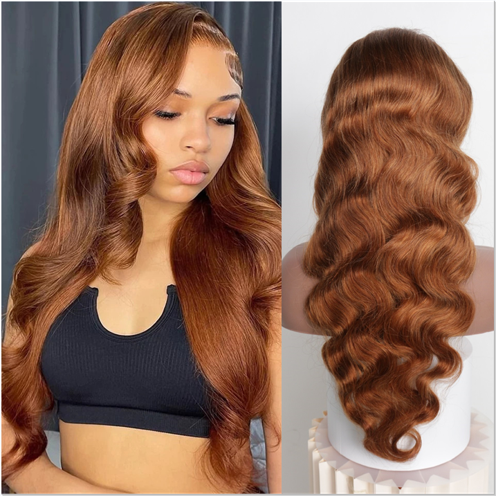 AngieQueen Ginger Blonde Colored HD Lace Front Human Hair Wigs Body Wave