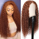 AngieQueen Deep Curly Lace Front Wig Ginger Blonde Colored Human Hair Wigs