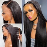 AngieQueen Glueless HD Lace Front Straight Human Hair Wig 180% Density