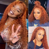 AngieQueen Ginger Blonde Colored Water Wave HD Lace Front Human Hair Wigs