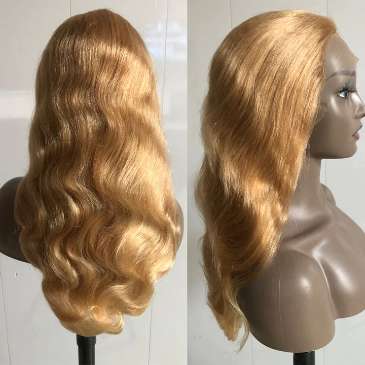 AngieQueen Honey Blonde Lace Front Wig #27 Color Ombre Human Hair Wigs