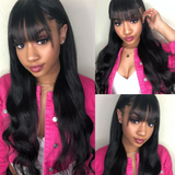 AngieQueen Body Wave Human Hair Wigs Pre-Plucked With Bangs Gluess Remy Human Hair Wigs