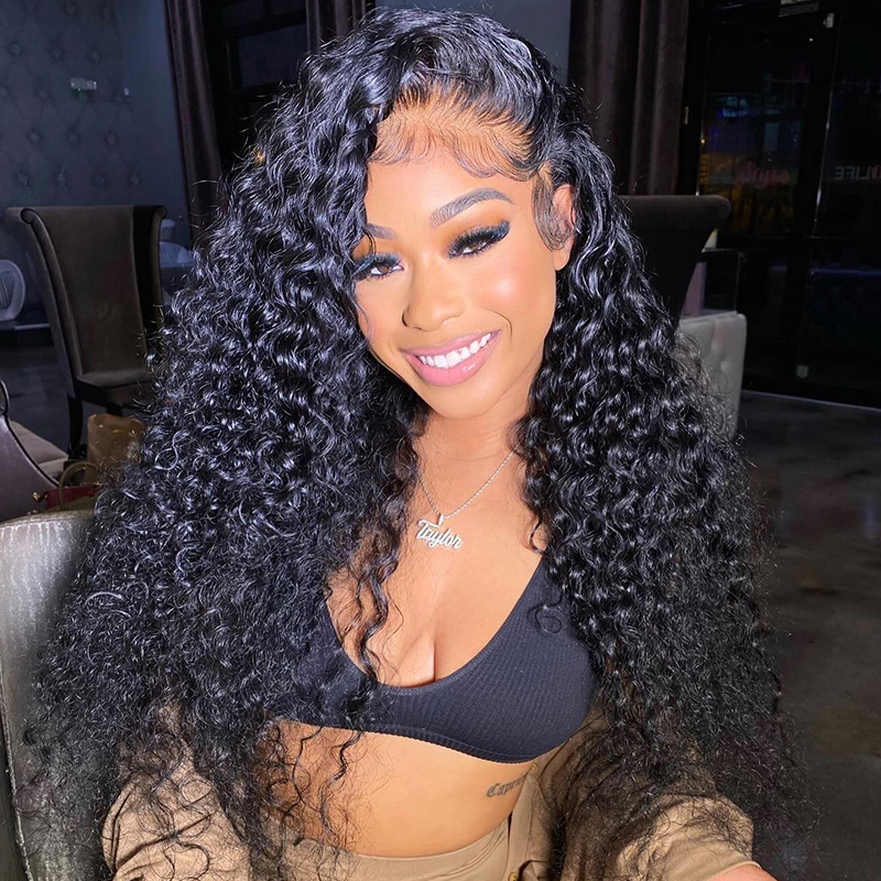 Angiequeen 5X5 HD Lace Water Wave Pre Plucked Closure Long Human Hair Wigs