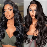 AngieQueen Transparent /HD Brazilian Body Wave Natural Color 13X4 Long  Lace Front Human Wig