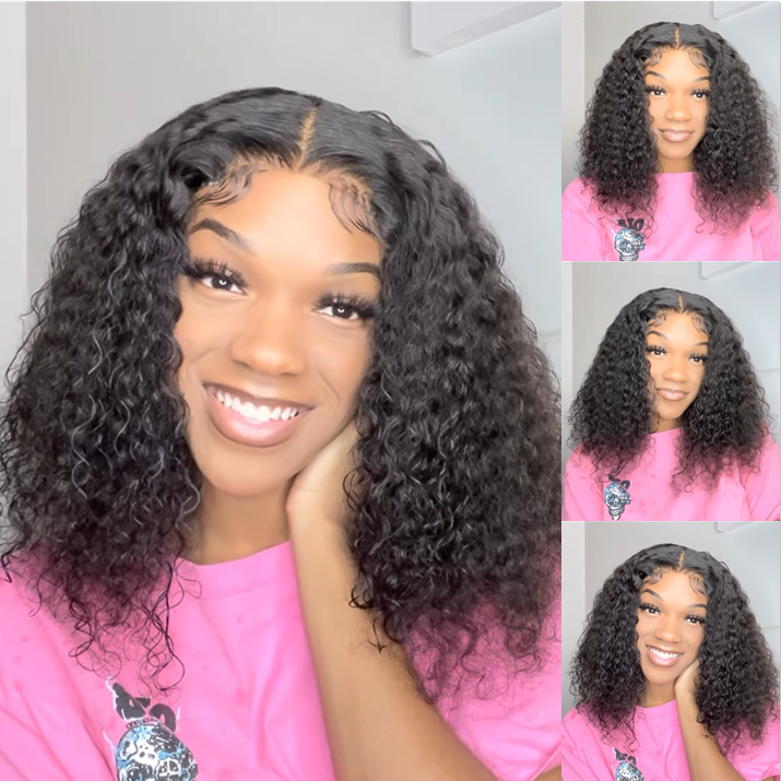 Angie Queen Glueless Curly Short Bob Wigs 100% Human Hair Wigs