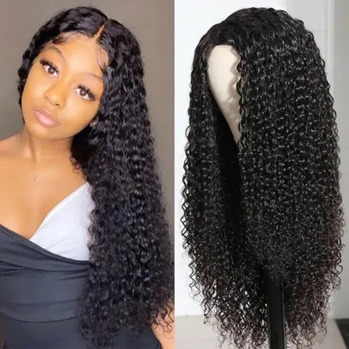 Angiequeen 5X5 HD Lace Curly Wave Pre Plucked Virgin Hair 18-36 inches Closure Long Wigs