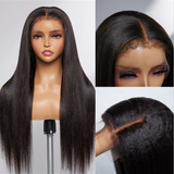 Angiequeen 4C Edges Kinky Straight 13x4 HD Lace Wig Realistic Edges