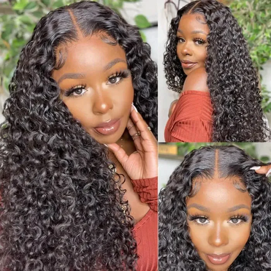 Angiequeen 5X5 HD Lace Water Wave Pre Plucked Closure Long Human Hair Wigs