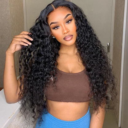 Angiequeen 5X5 HD Lace Water Wave Pre Plucked Closure Long Human Hair Wigs