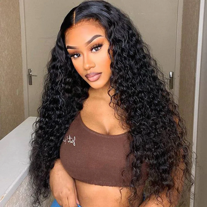 Angiequeen 5X5 HD Lace Water Wave Pre Plucked Closure Long Human Hair Wigs
