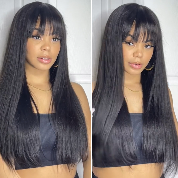 Angiequeen Glueless Long Straight True Scalp Bang Wig | My Own Muse