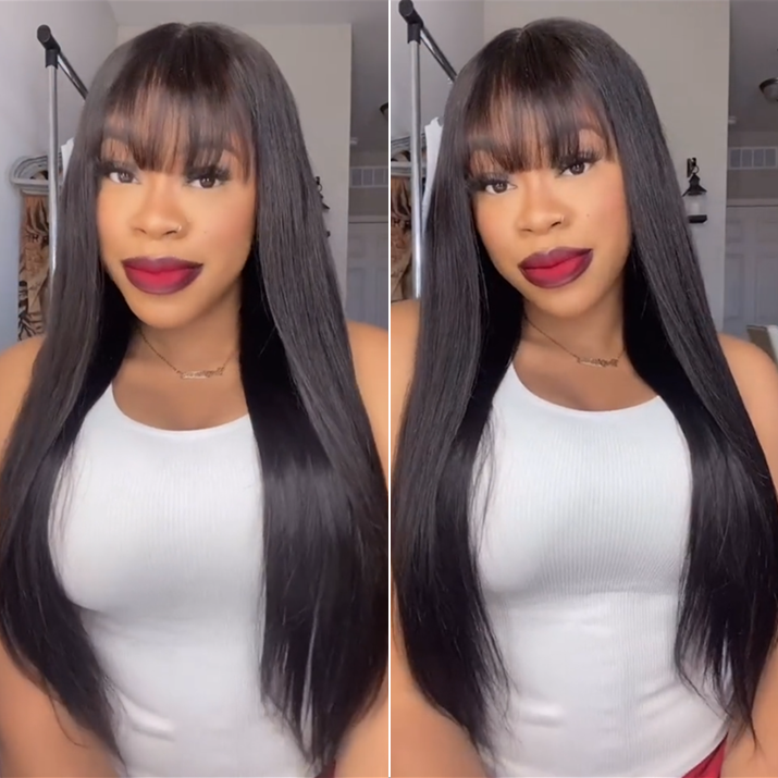 Angiequeen Glueless Long Straight True Scalp Bang Wig | My Own Muse