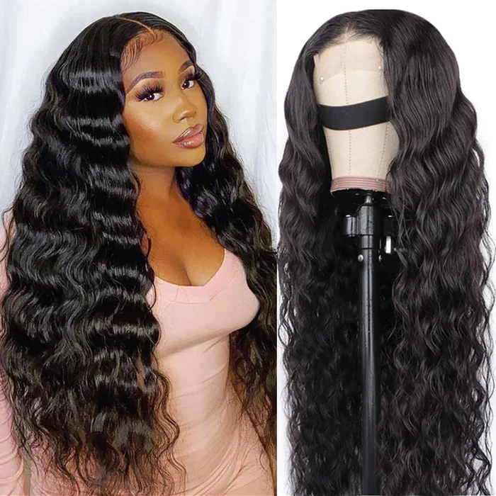 Angiequeen HD Lace 4X4 Loose Deep Wave Virgin Hair Long Transparent Pre-plucked Wig