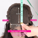 Angiequeen Real 4X4 HD /Transparent Lace Closure Curly Wave Glueless Long Wig